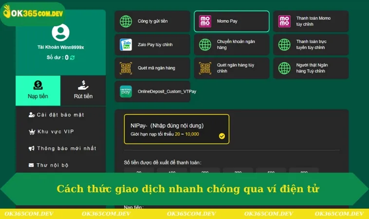 Cách thức giao dịch nhanh chóng qua ví điện tử cho người tham gia