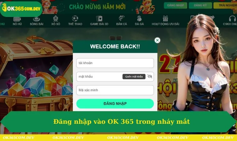Đăng nhập vào OK 365 trong nháy mắt