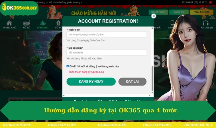 Hướng dẫn đăng ký tại OK365 qua 4 bước