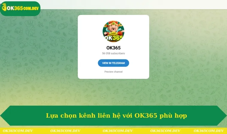 Liên hệ OK365 200 Lựa chọn kênh liên hệ với OK365 phù hợp