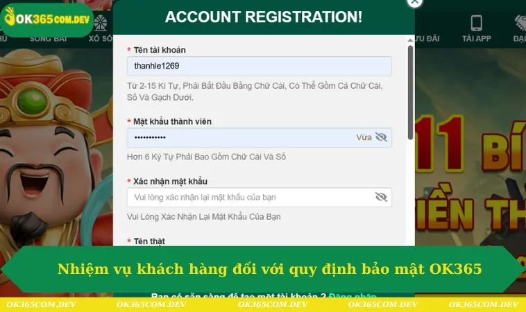 Nhiệm vụ khách hàng đối với quy định bảo mật OK365