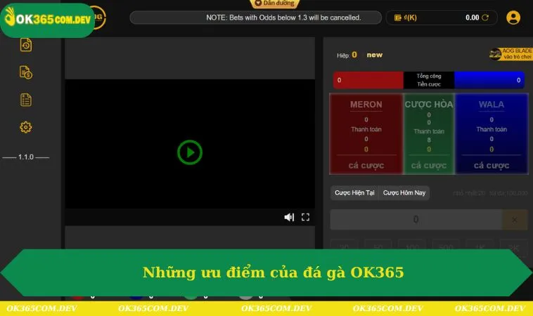 Những ưu điểm của đá gà OK365