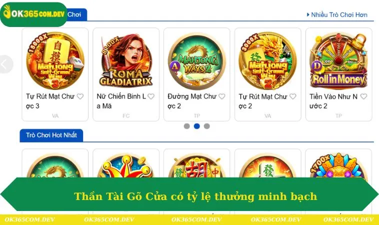Thần Tài Gõ Cửa có tỷ lệ thưởng minh bạch